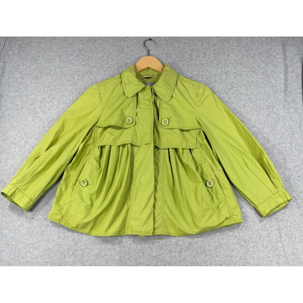 Michael Kors Small Jacket Lime Green Cotton Swing Flared Pleated Designer